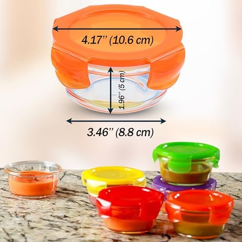8 oz Glass Food Storage Containers with Lids, 6-Pack