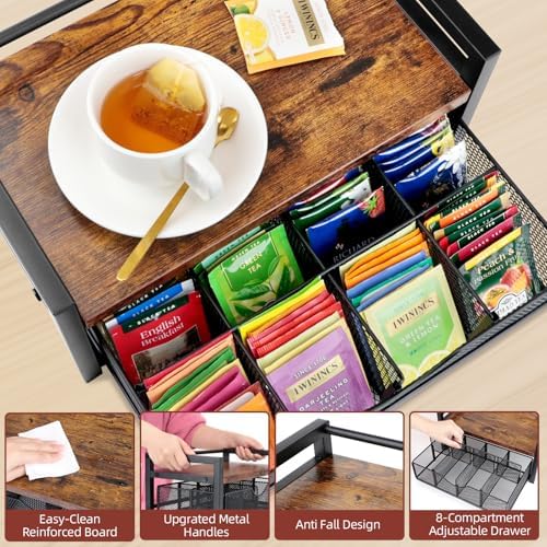 Tea Bag Organizer, Tea Bag Holder Organizer with 8-Compartment