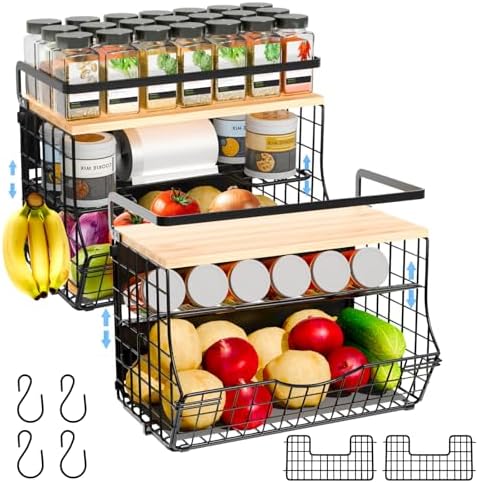 Magnetic Shelf for Fridge with Wood Lid, 2 Pack