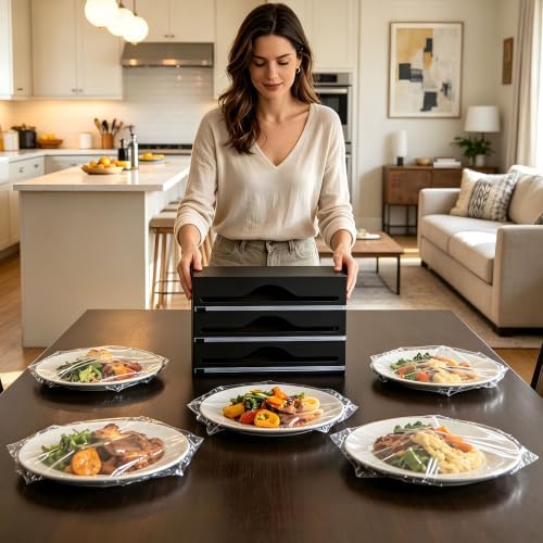 Wrap Dispenser Compatible with Saran, 3 in 1 Cutter Organizer, Black