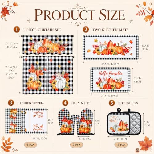 Haull 13 Pcs Fall Thanksgiving Kitchen Decor Set Buffalo Plaid