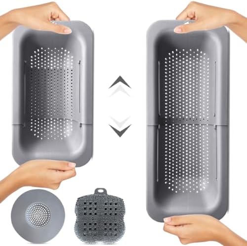 FERROFASIL Collapsible Colander Strainer Basket, Extendable Over the