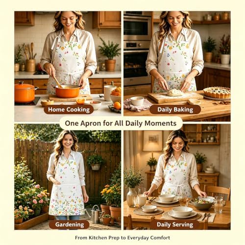 Apron for Women,Waterproof Kitchen Cooking Apron with 2