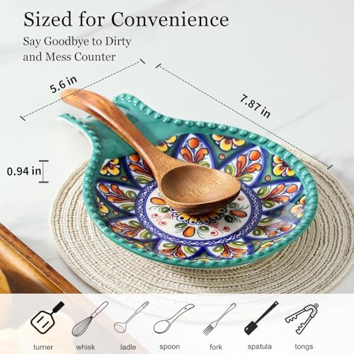 Spoon Rest for Stove Top, 7.7"Ceramic Spoon Holder for Countertop