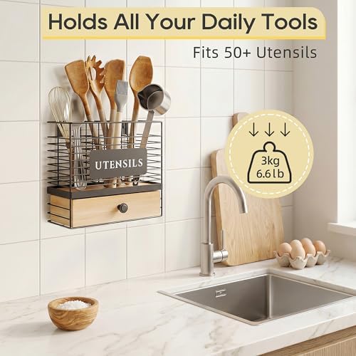 THYGIFTREE Kitchen Utensil Holder for Countertop, 2-in-1 Utensil