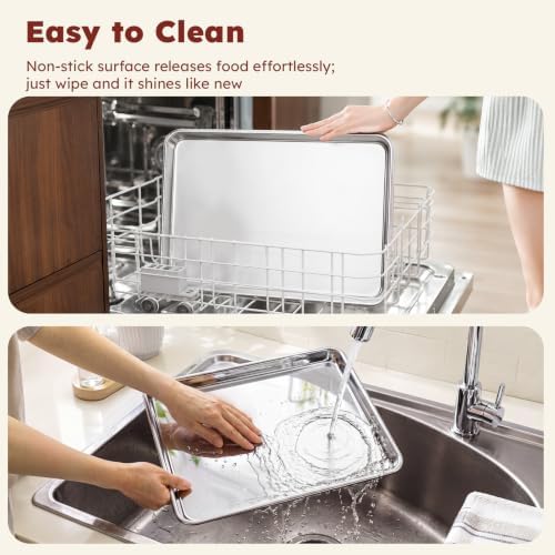 Baking Sheet Set of 3: Stainless Steel Cookie Sheets for Baking