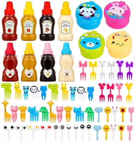 72 Pack Lunch Box Accessories, Including Mini Ketchup Bottle Bear
