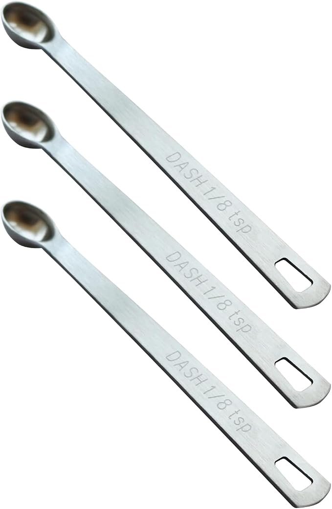 3PCS 1/8 Teaspoon Single Tiny Measuring Spoon, Small Individual Stainless Steel by BERYLER