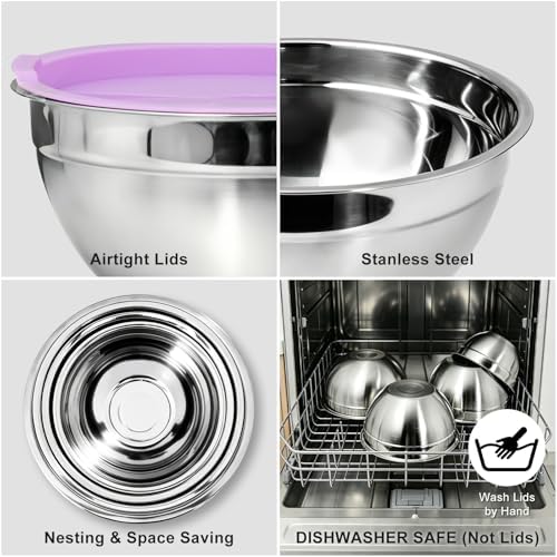 7-Speed Electric Hand Mixer,4 Large Stainless Steel Mixing Bowls Set