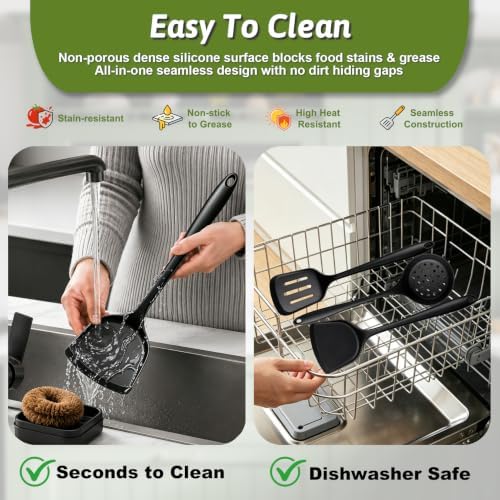 6 PCS Silicone Kitchen Utensils Set, Black