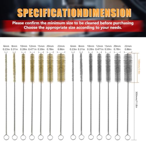 14pcs Brass Wire Brush Stainless Steel Wire Brushes Bottle Brush Set