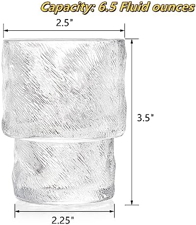 Frcctre 8 Pack Stackable Drinking Glasses, 6.5 OZ Romantic Lowball