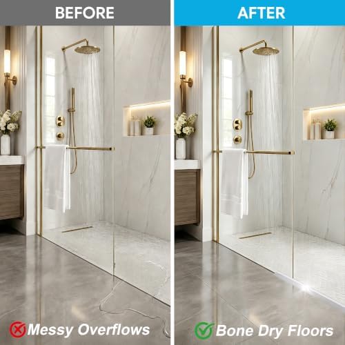 67" Shower Threshold Water Dam, Self-Adhesive Silicone Water Barrier &