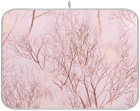 OTVEE Branch Charm Print Dish Drying Mat for Kitchen Counter Absorbent