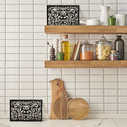 Yopay 2 Pack Cast Iron Trivet for Hot Pots and Pans, Heat Resident