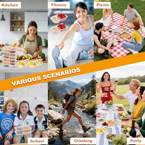20 Pack 10 OZ Reusable Snack Containers with Lids,Disposable