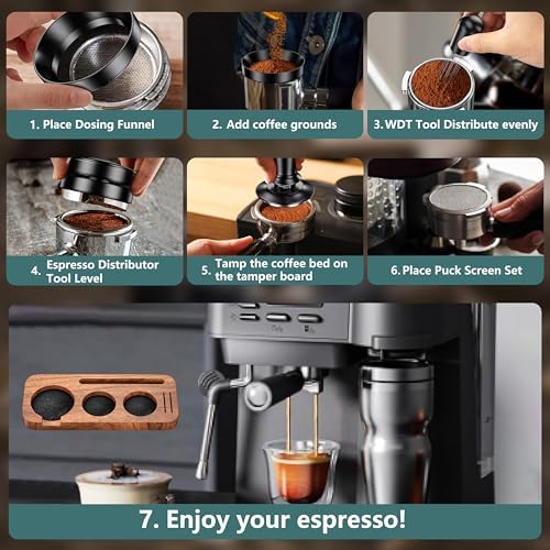 7PCS Espresso Accessories Kit,54mm Coffee Tamper Set Fits Breville