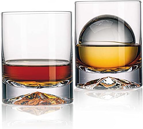 JBHO Hand Blown Crystal Double Old Fashioned Cocktail, Solid Whiskey