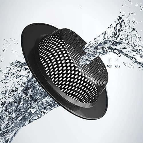 2 Pcs Black Stainless Steel Mesh Sink Drain Strainer, 4.5" Top / 3"