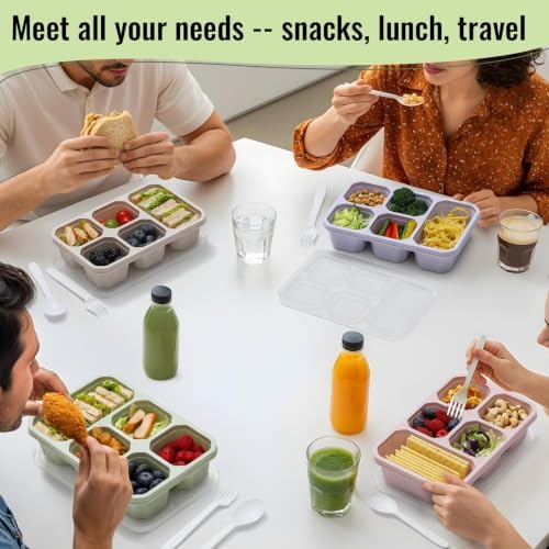 4-Pack Bento Box Adult with Lunch Bag, 5 - Compartment Snack