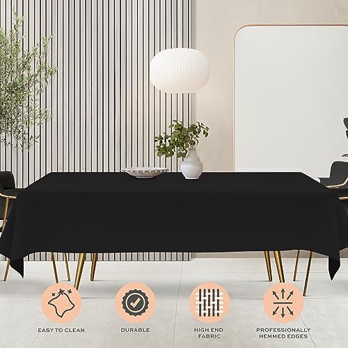 WEALUXE Set of 2 Black Rectangle Tablecloth for Tables 8ft