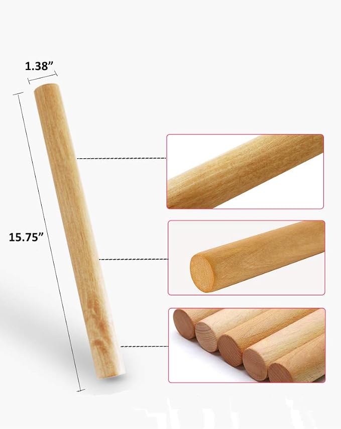 Non-stick Rolling Pin Wood Dough Roller Classic - Image 2
