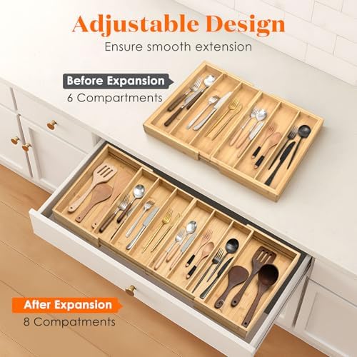 Kathfly Extra Large Drawer Organizer Kitchen Utensils Expandable 21.4
