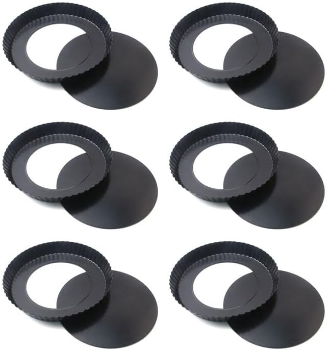 Pie Tart Pans 5 inch Set of 6 with Removable Bottom Non-stick Round