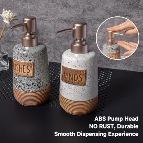 Hand and Dish Soap Dispenser Set, Ceramic, 15 OZ
