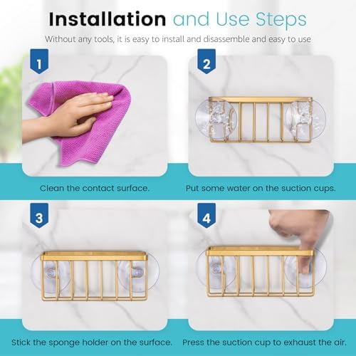 HLOOL Gold Sponge Holder for Kitchen Sink