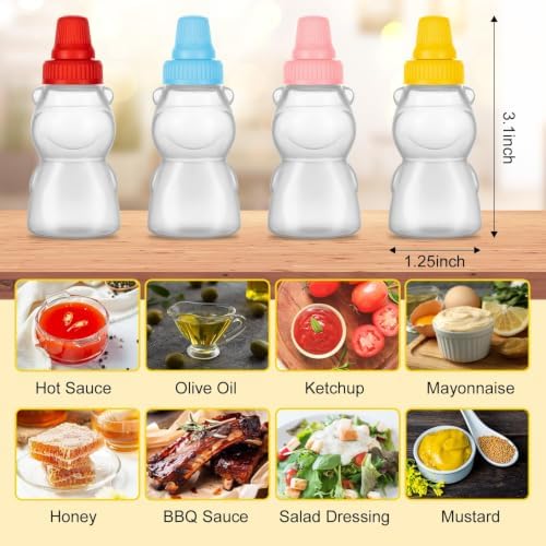 12Pcs Mini Condiment Squeeze Bottles, Small Sauce Containers for Lunch