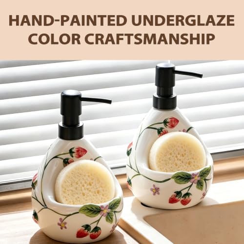 Ceramic 2-in-1 Soap Dispenser with Sponge Holder, 22oz