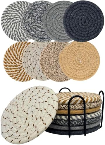 Coasters Set of 8, Drink Coasters Brown & Grey