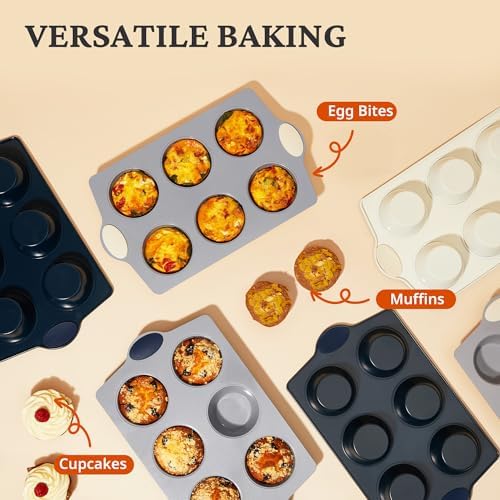 BRONYPRO 2-Pack 6-Cup Non Toxic Nonstick Ceramic Jumbo Muffin Pan &