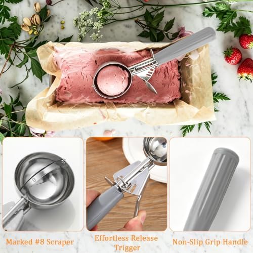 4 Pcs Ice Cream Scoop with Trigger 4 oz Stainless Steel Cookie Dough