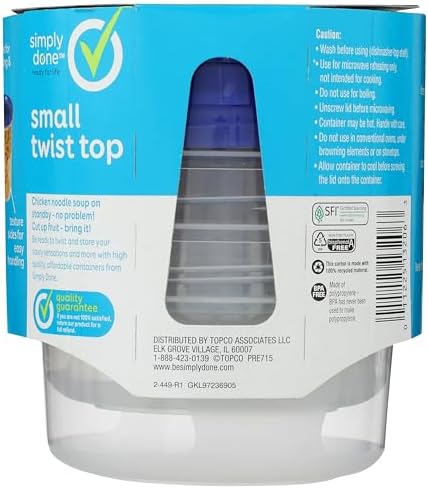 Simply Done, Containers & Lids, Twist Top, Small, 2 Cups