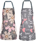 DILLMAN 2 Pack Floral Aprons with Pocket Blooming Womens Waterproof
