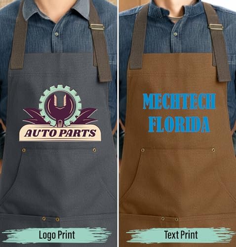 TEEAMORE Custom Workwear Apron with Pockets Logo Text Embroidered &