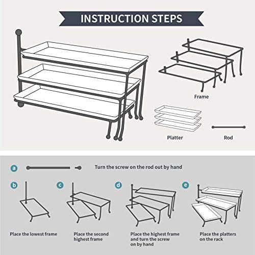 Sweese 3 Tiered Serving Stand, Foldable Rectangular Food Display Stand