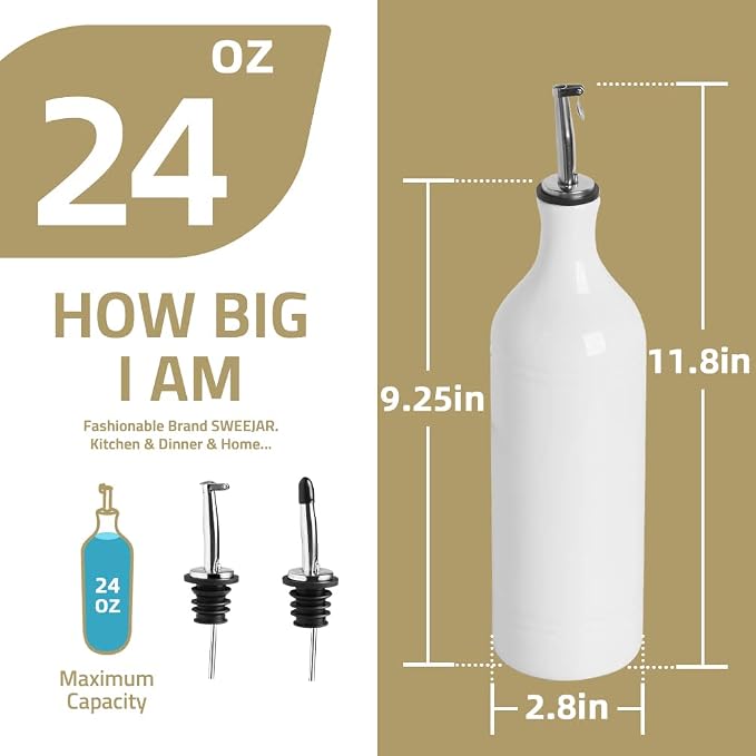 Sweejar Large Ceramic Olive Oil Dispenser Bottle, Opaque Oil Cruet Protects to - Image 2