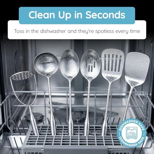 Millvado Big Cooking Spoon Stainless Steel - 15 In. Metal Kitchen