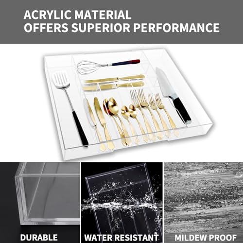 Clear Acrylic Drawer Organizer for Kitchen Utensils and Flatware