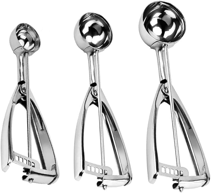Stainless Steel Ice Cream Scoopers, Set of 3 - For Cookie Dough
