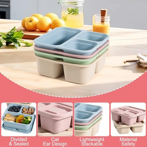 4Piece Silicone Snack Container with Lids - Lightweight Stackable