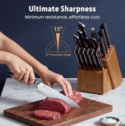 PAUDIN 16-Piece Japanese Knife Block Set