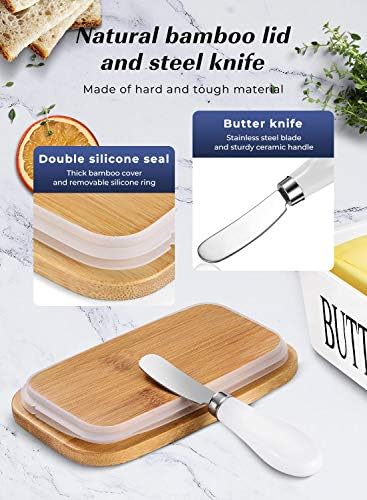 Butter Dish with Lid, Large Butter Container for Countertop, Ceramic