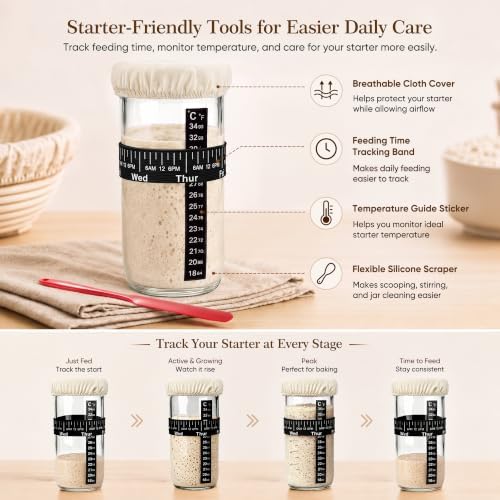Sourdough Starter Kit, Round & Oval Banneton Baskets
