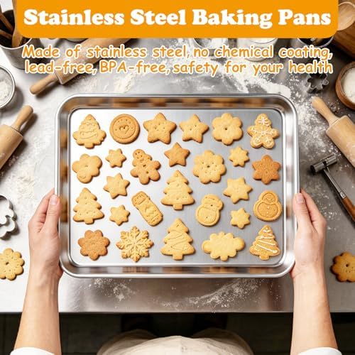 QTLCOHD 8 Pack 9 x 12 Inch Stainless Steel Quarter Baking Sheet Pans