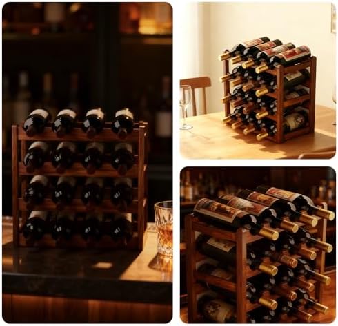 Wine Rack Freestanding Floor, Bamboo Wine Racks Cabinet Shelf 4-Tier