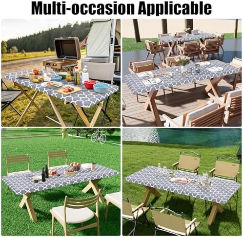 Smiry 2 Pack Rectangle Table Cloth 6 Foot, Waterproof Elastic Fitted